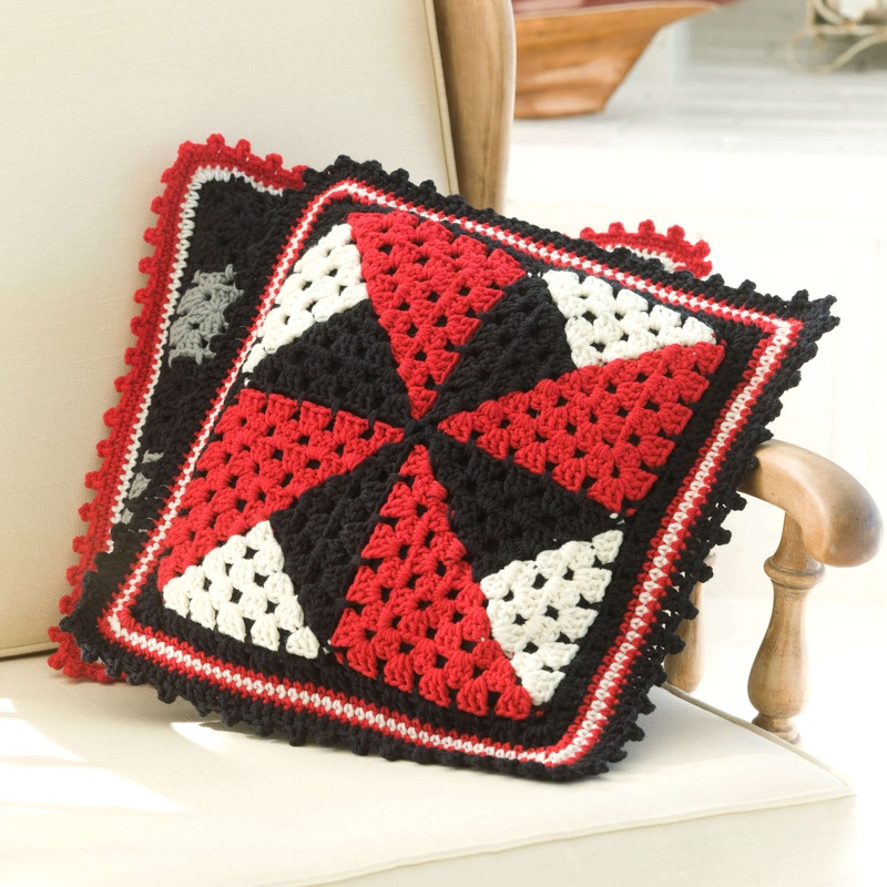 Red Heart Crochet Pinwheel Pillow