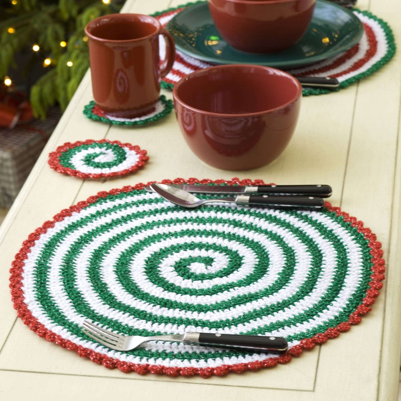 Red Heart Crochet Pinwheels for Table & Tree