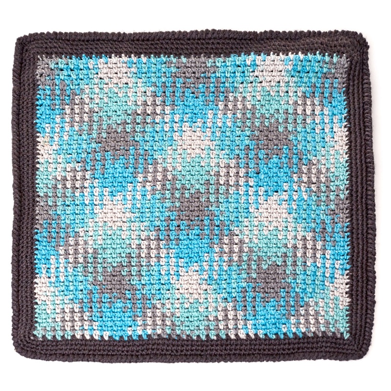 Red Heart Crochet Planned Pooling Argyle Pillow