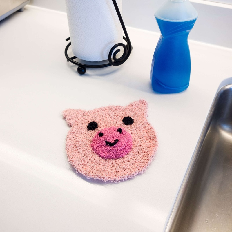 Red Heart Crochet Playful Pig Scrubby