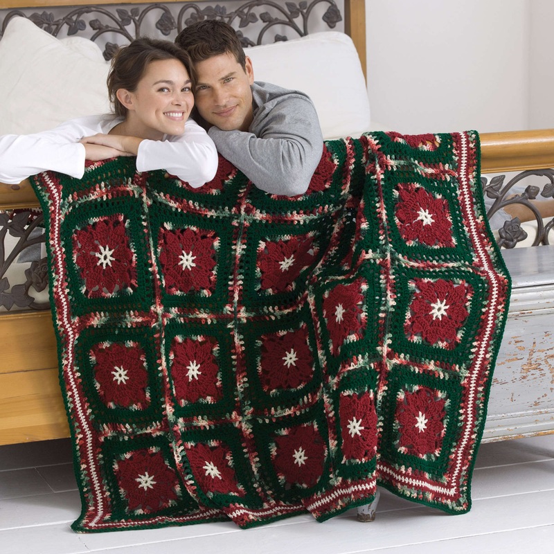 Red Heart Crochet Poinsettia Afghan