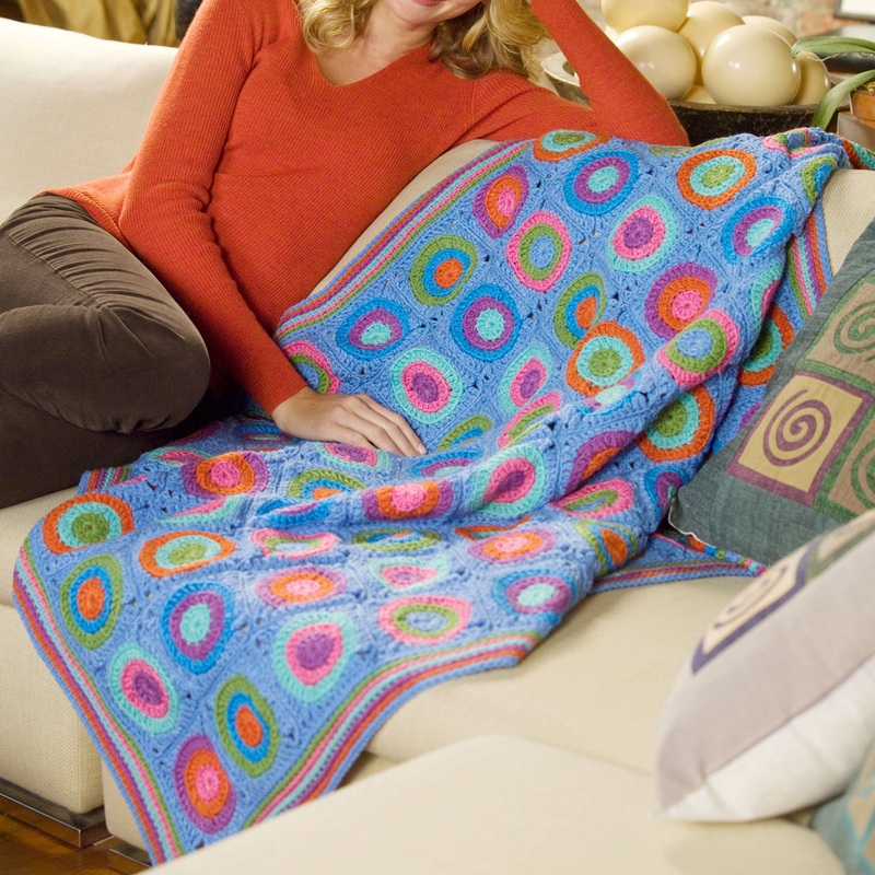 Red Heart Crochet Pokey Dots Throw