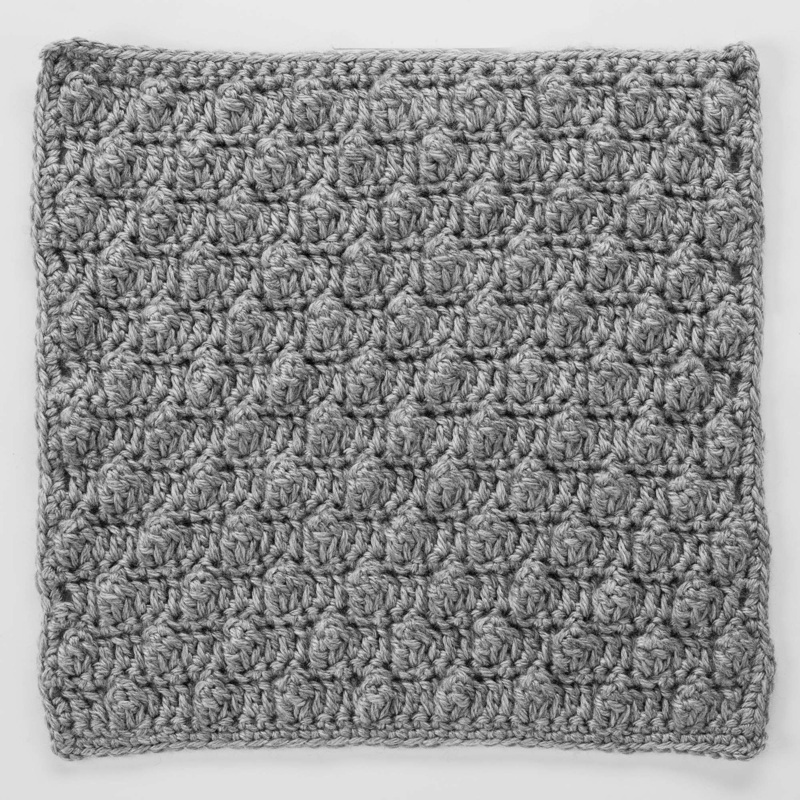 Red Heart Crochet Popcorn Square for Checkerboard Textures Throw
