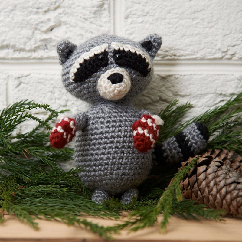 Red Heart Crochet Raccoon Ornament