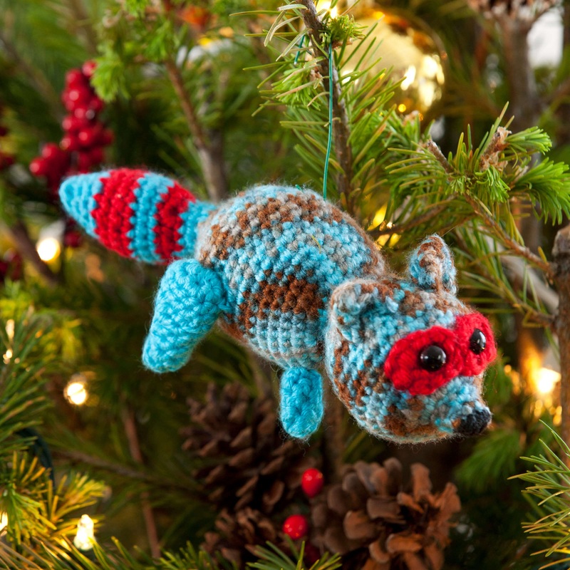 Red Heart Crochet Racy Raccoon Ornament