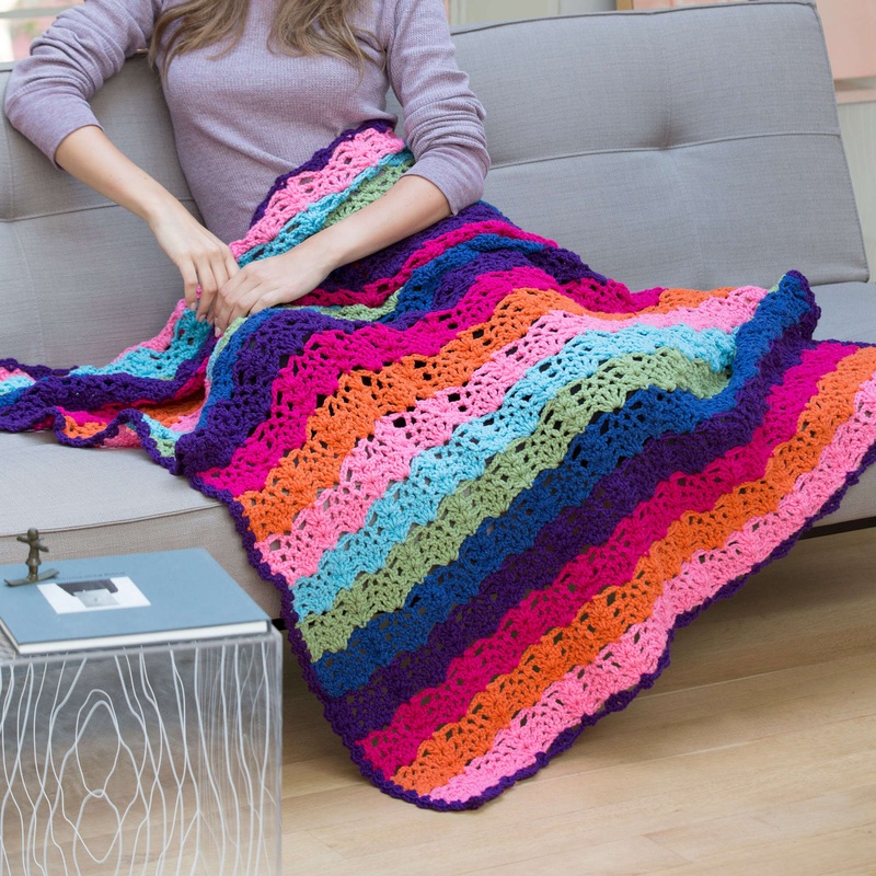Red Heart Crochet Rainbow View Throw