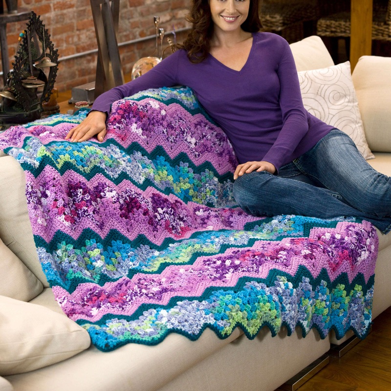 Red Heart Crochet Rainy Day Ripple Throw