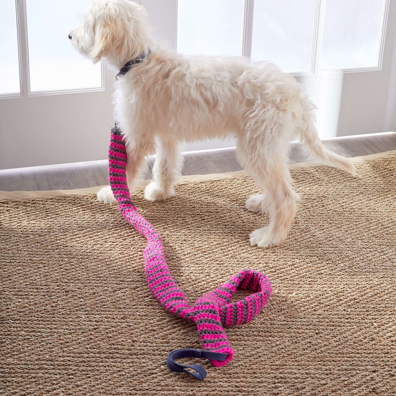 Red Heart Crochet Reflective Dog Leash Cover