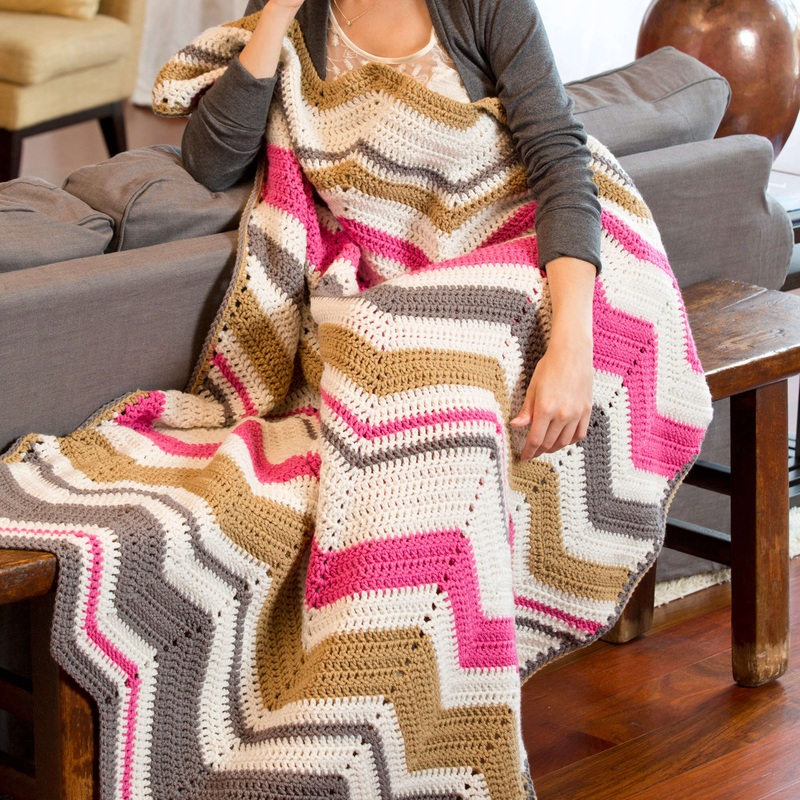 Red Heart Crochet Ripple Flash Dance Throw
