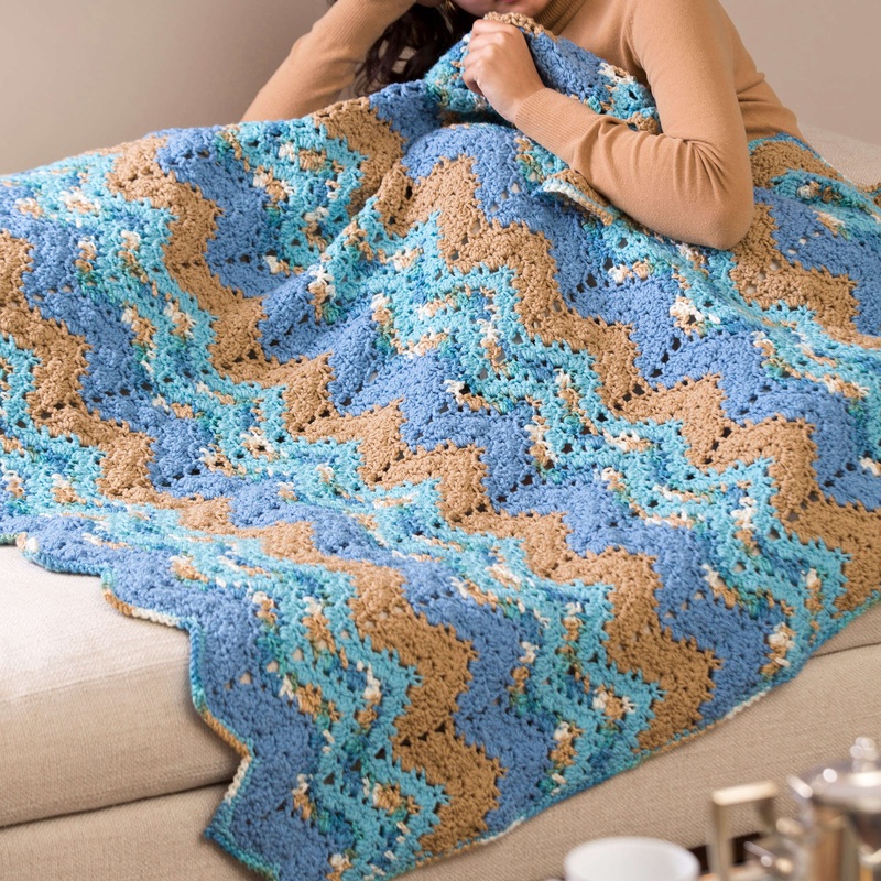 Red Heart Crochet Rippling Waters Throw