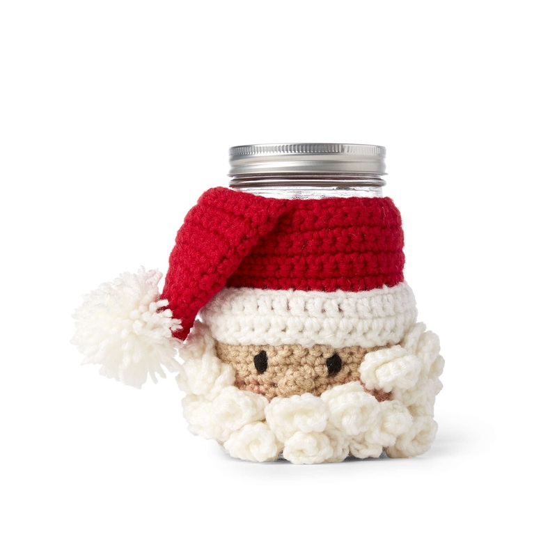 Red Heart Crochet Santa Candy Jar
