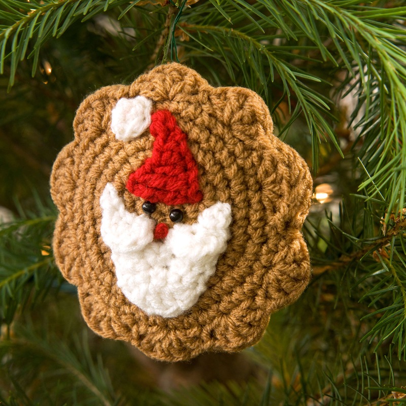 Red Heart Crochet Santa Cookie Ornament