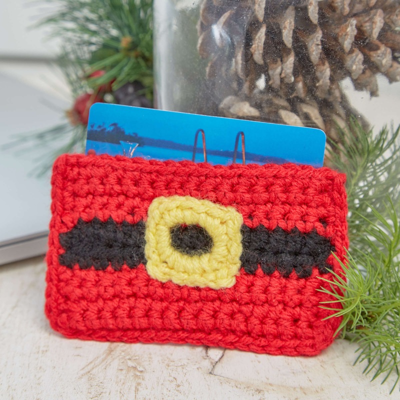 Red Heart Crochet Santa Gift Card Holder