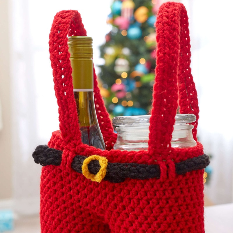 Red Heart Crochet Santa Pants Gift Holder