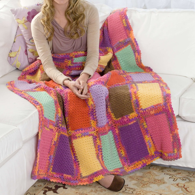 Red Heart Crochet Scrap Quilt Throw