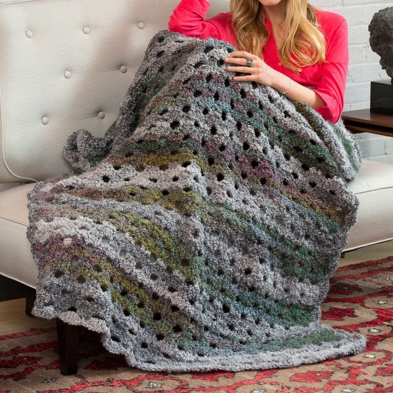 Red Heart Crochet Shaded Greys Throw