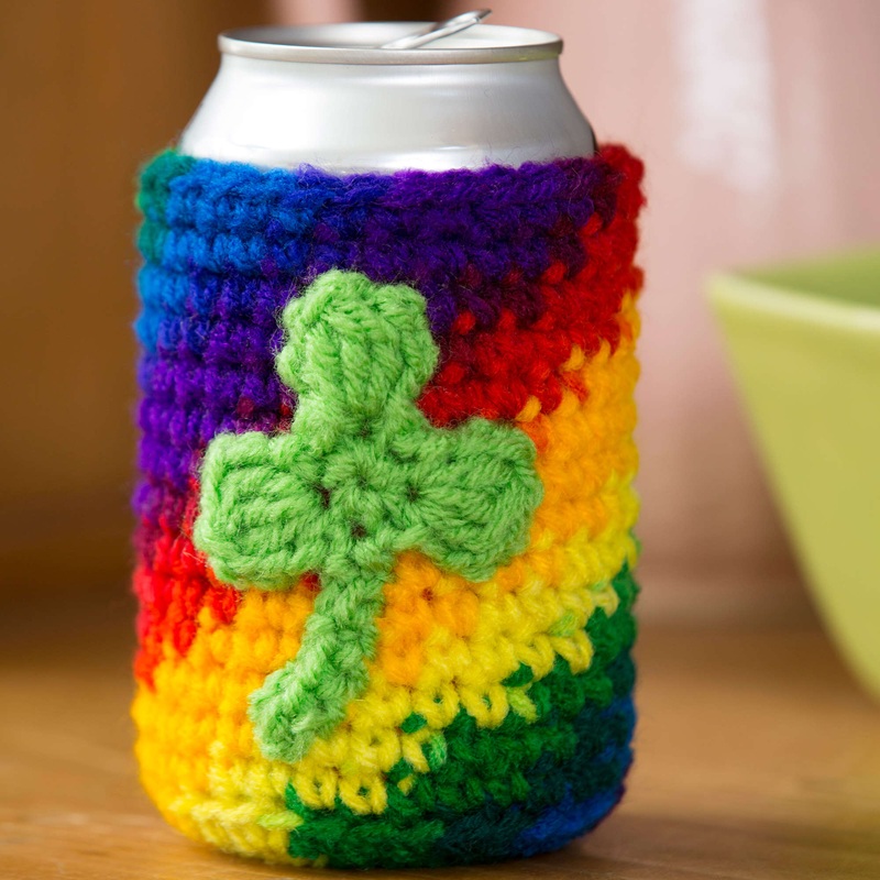 Red Heart Crochet Shamrock Can Cozy