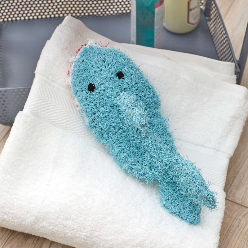 Red Heart Crochet Shark Puppet Scrubby