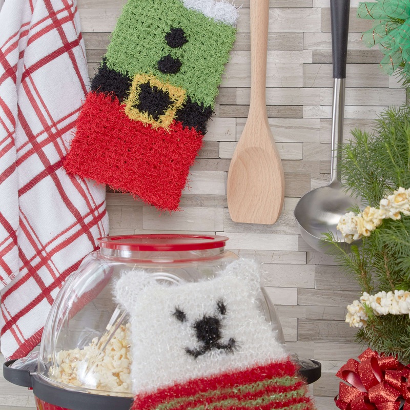 Red Heart Knit Polar Bear Scrubby Mitt