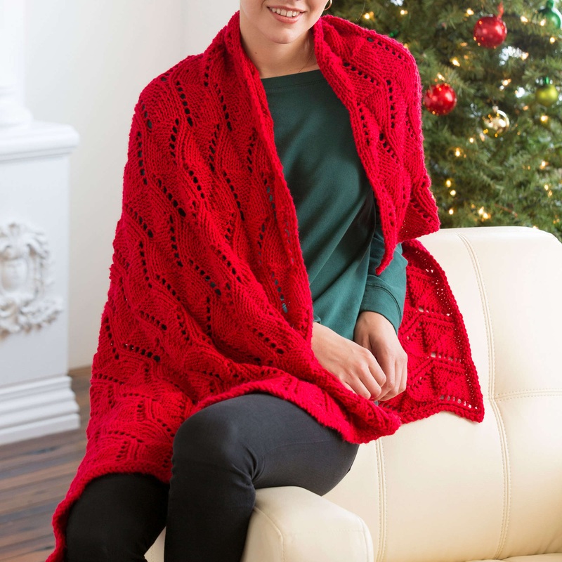 Red Heart Knit Reversible Wave Throw