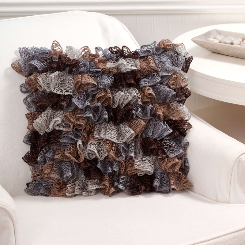 Red Heart Knit Ruffle Pillow|Single Size