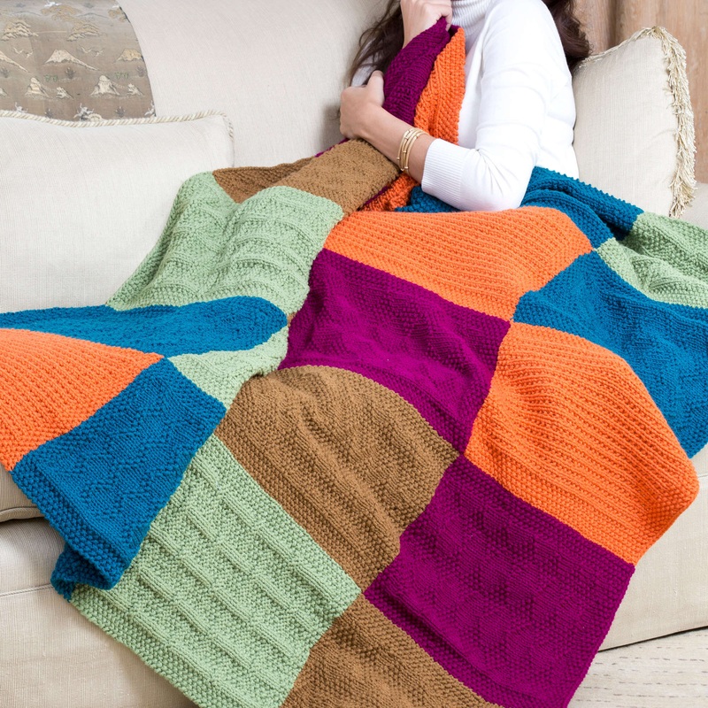 Red Heart Knit Sampler Block Throw