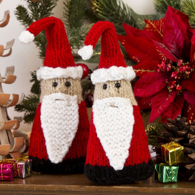 Red Heart Knit Santa Gnome Ornaments
