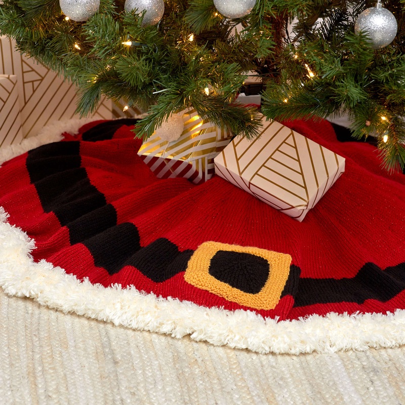 Red Heart Knit Santa’s Coat Tree Skirt