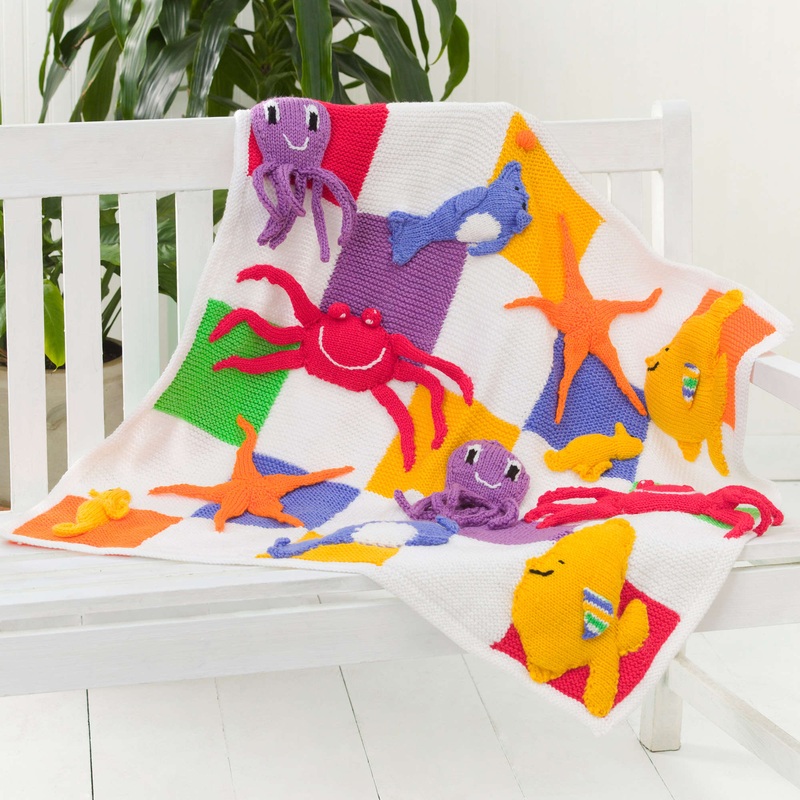 Red Heart Knit Sea Creatures Throw