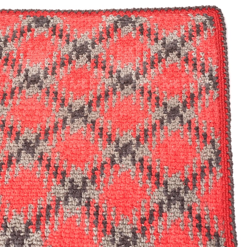 Red Heart Planned Pooling Argyle Throw or Crochet Blanket