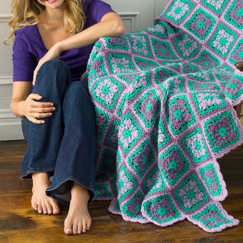 Red Heart Plum Mosaic Throw|Single Size