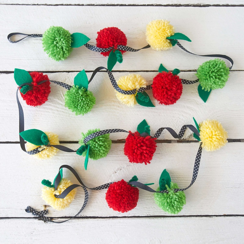 Red Heart Pompom Apple Garland