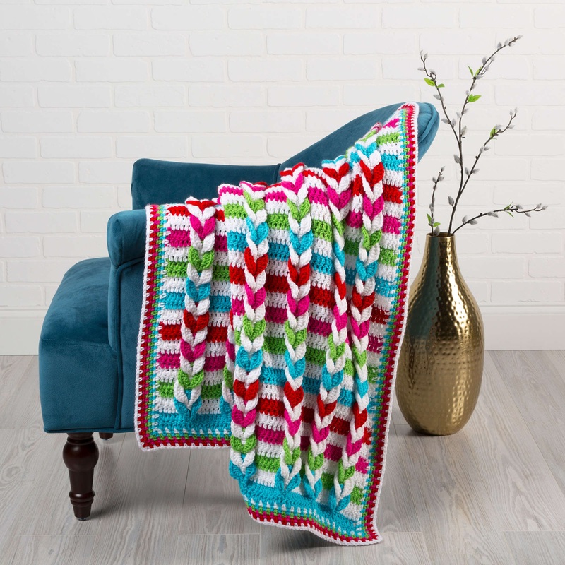 Red Heart Pulled Taffy Crochet Blanket