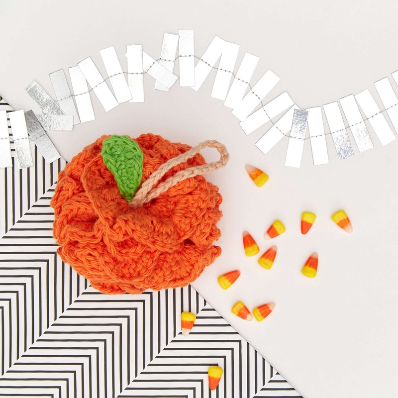 Red Heart Pumpkin Pouf Scrubby