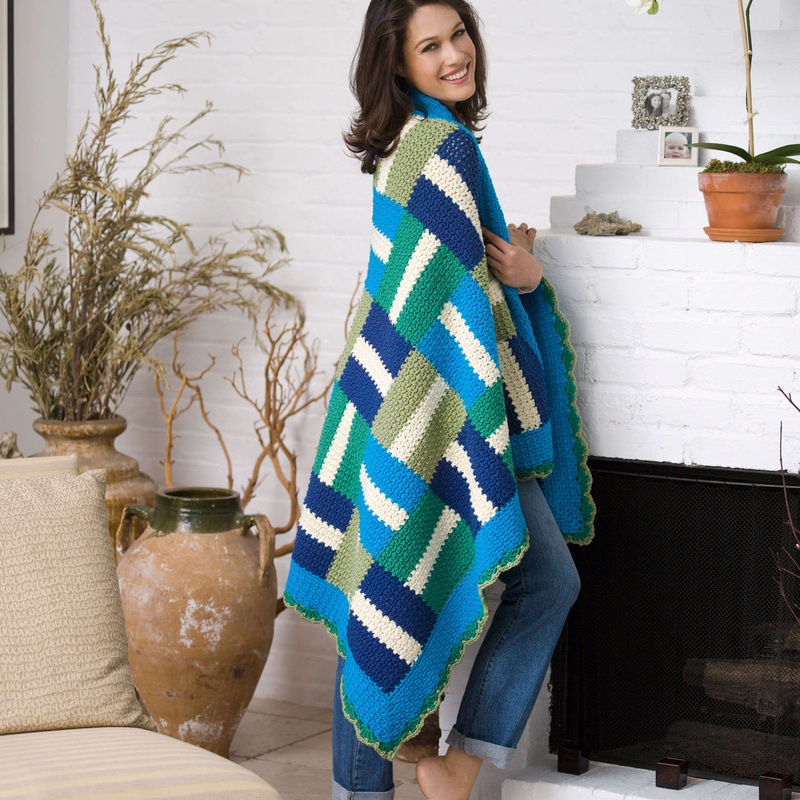 Red Heart Rail Fence Throw|Single Size