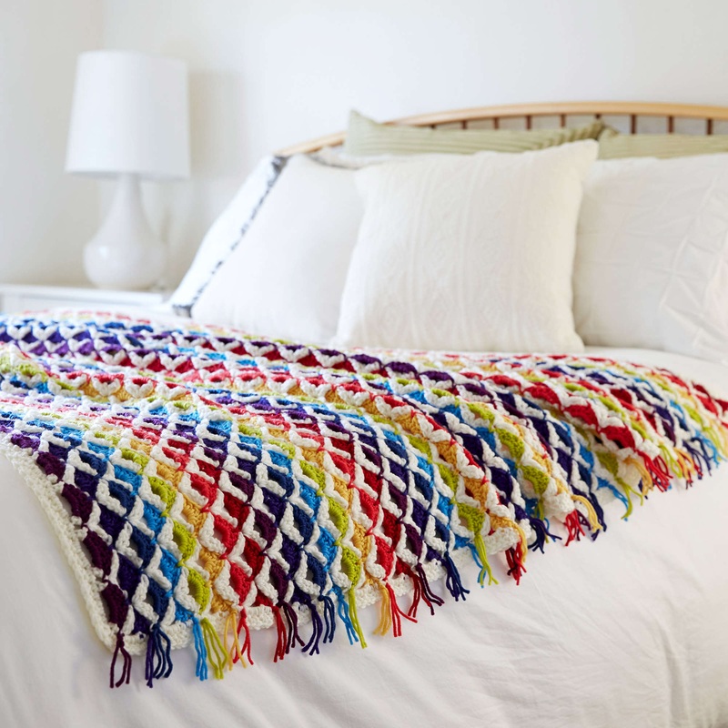 Red Heart Rainbow Chic throw|Single Size