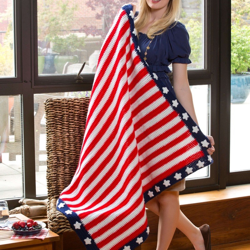Red Heart Crochet Ships Ahoy Patriotic Throw