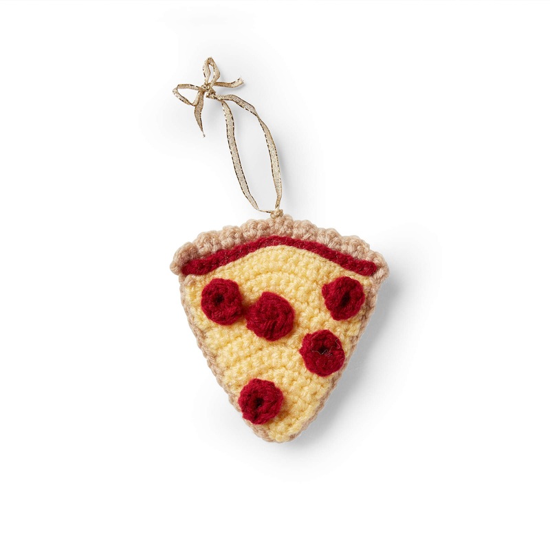 Red Heart Crochet Slice of Pizza Ornament