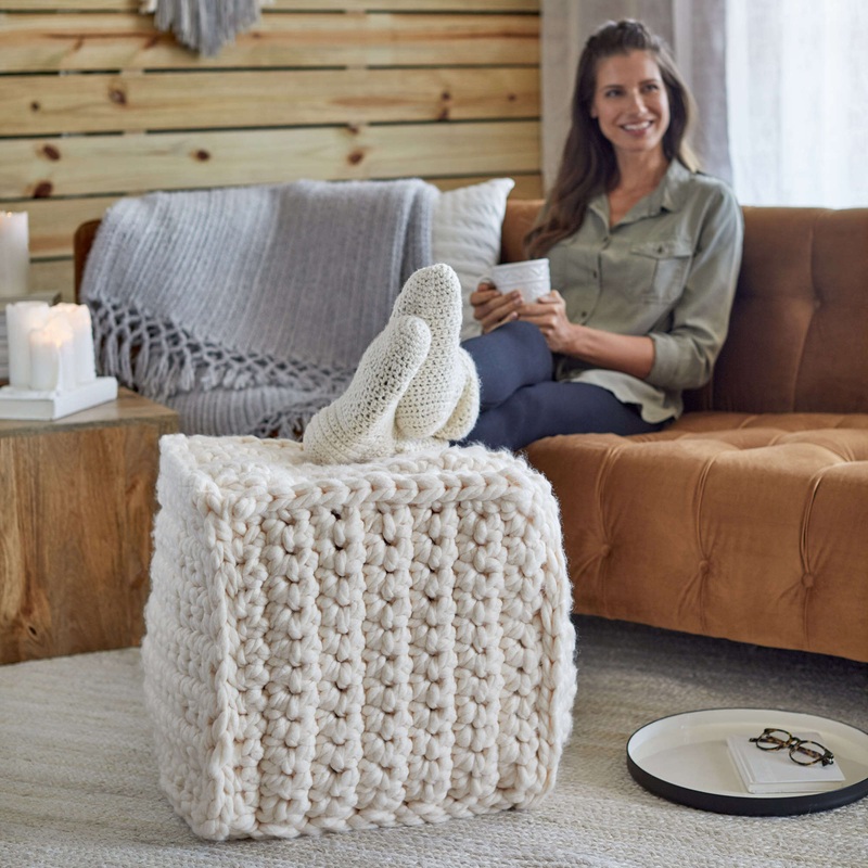 Red Heart Crochet Smart Square Pouf