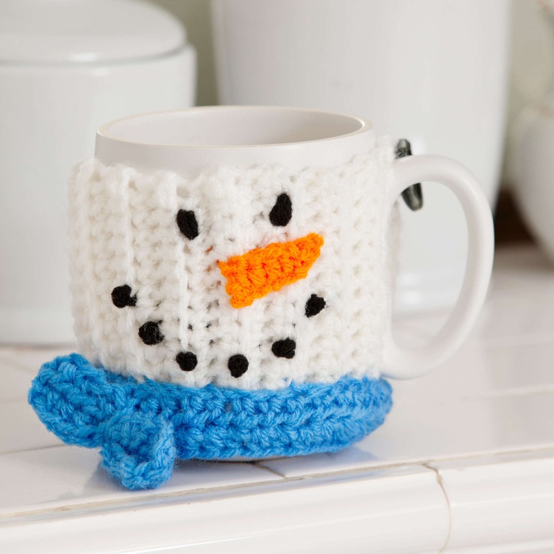 Red Heart Crochet Snowman Mug Hug
