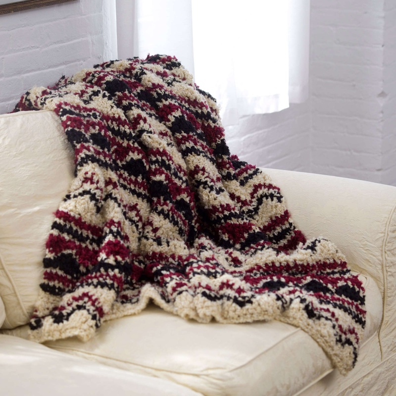 Red Heart Crochet Soft Wave Chevron Throw