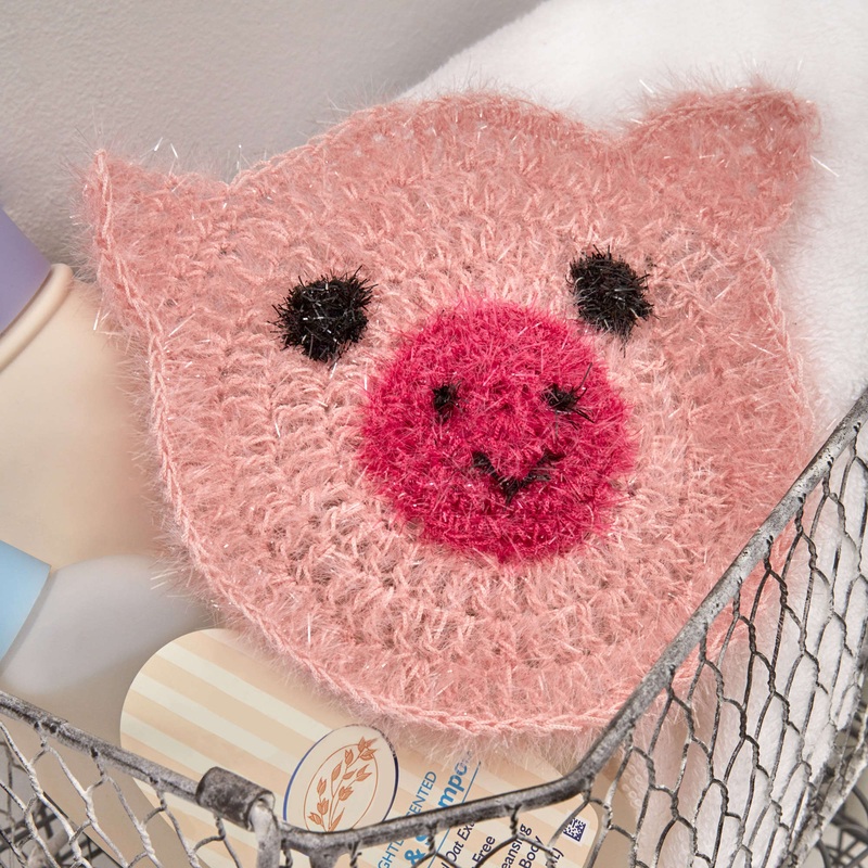 Red Heart Crochet Sparkle Pig Scrubby