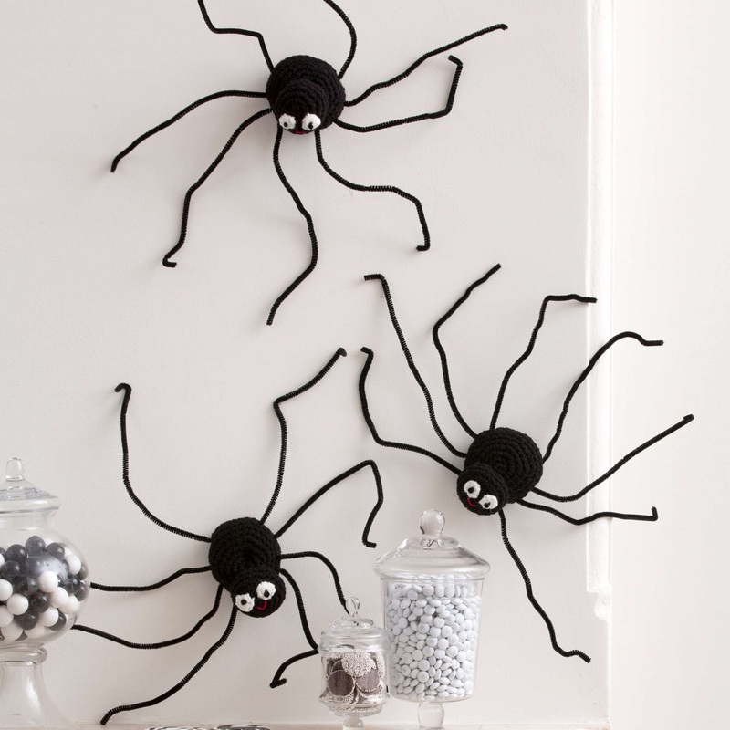 Red Heart Crochet Spiders Climbing Walls