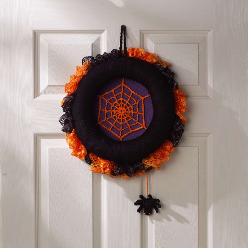 Red Heart Crochet Spiderweb Halloween Wreath