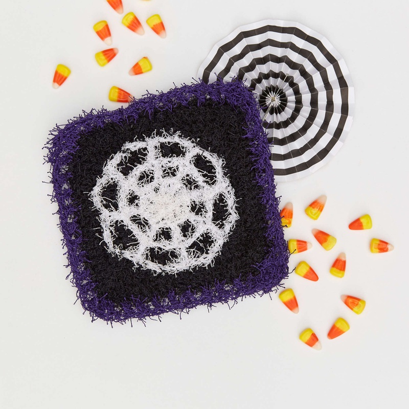 Red Heart Crochet Spooky Spider Web Scrubby