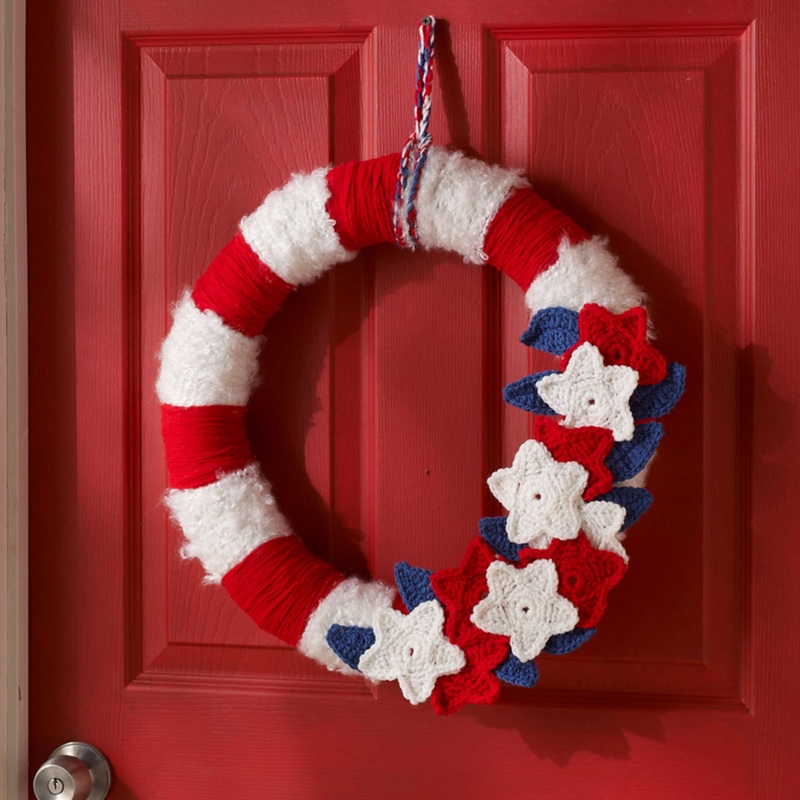 Red Heart Crochet Stars & Stripes Wreath