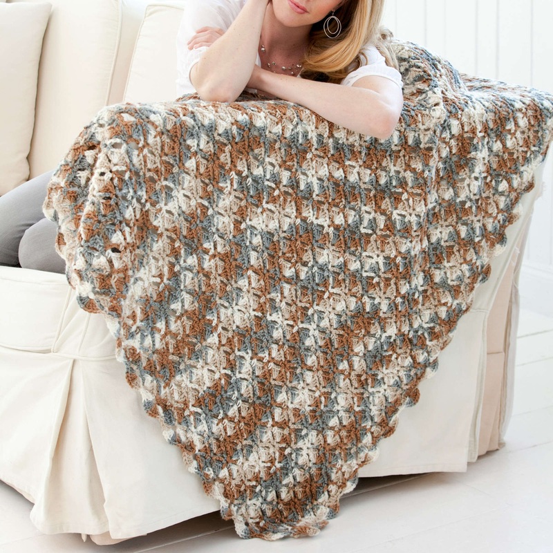 Red Heart Crochet Stone Mountain Throw