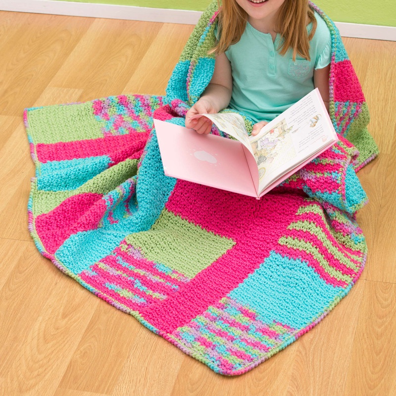 Red Heart Crochet Stripes & Blocks Throw