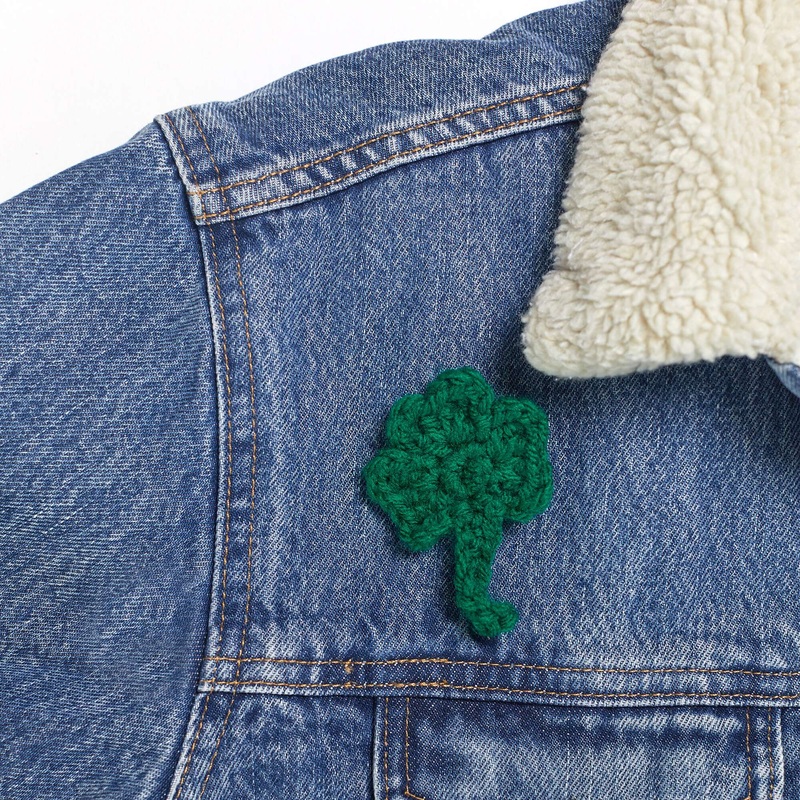 Red Heart Crochet Three Leaf Clover Pin