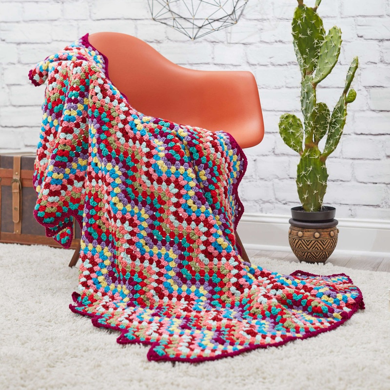Red Heart Crochet Throw-back Granny Chevron